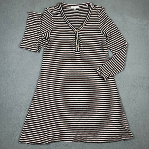 American Eagle Outfitters Dresses & Skirts - American‎ Eagle Dress Women Large Multi Color Striped Henley Ribbed A-Line Knit